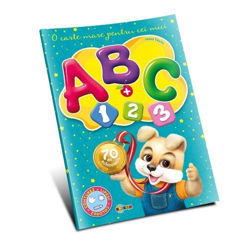 Marea carte de colorat - ABC + 1,2,3 O carte mare pentru cei mici (cu 70 de autocolante)