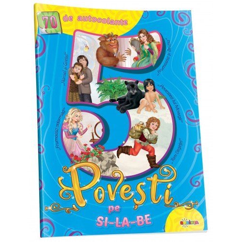 5 Povești pe silabe bleu ( cu 70 autocolante)