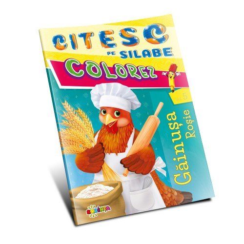 Citesc pe silabe. Colorez. Găinușa roșie