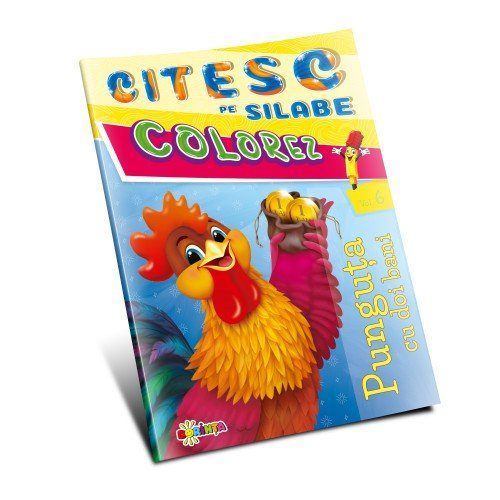 Citesc pe silabe. Colorez. Punguța cu doi bani
