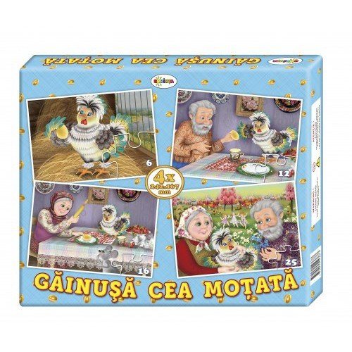 Puzzle Găinușa cea moțată (4 imagini în cutie)
