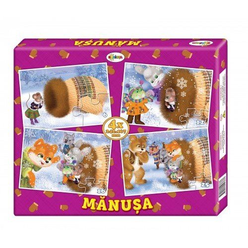 Puzzle Mănușa colorată (4 imagini în cutie)
