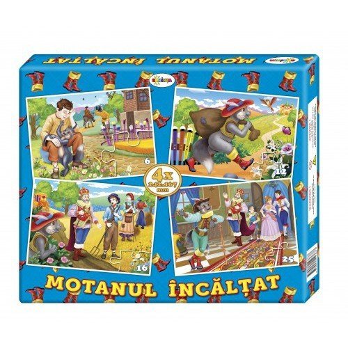 Puzzle Motanul încălțat (4 imagini în cutie)