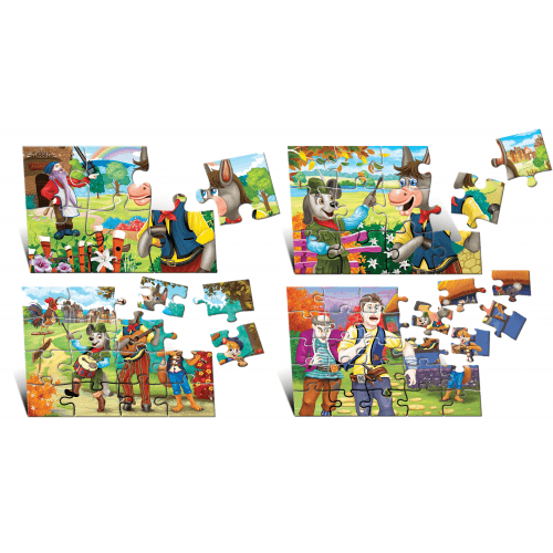 Puzzle - Muzicanții din Bremen (4 imagini în cutie)