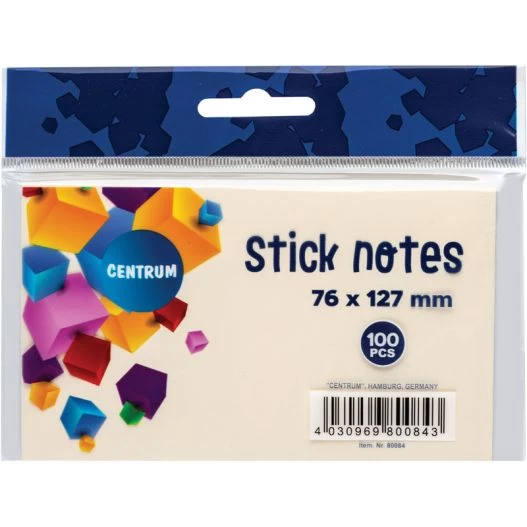 Notite Adezive Centrum 76x127 Mm 100 Coli Galben Pastel