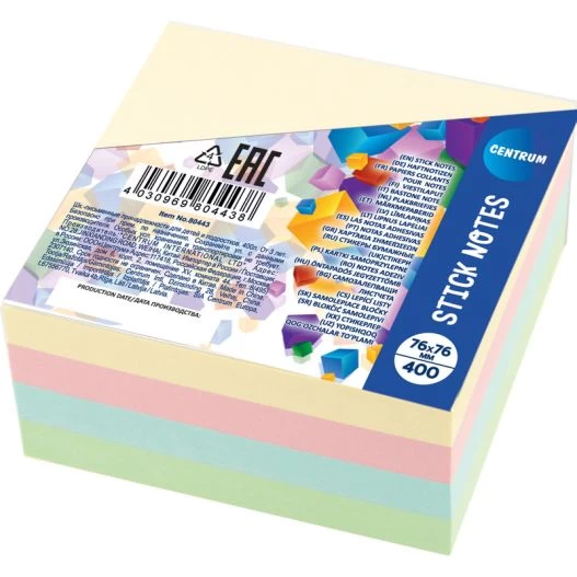 Notite Adezive Centrum 76x76 Mm 400 Coli 4 Culori Pastel