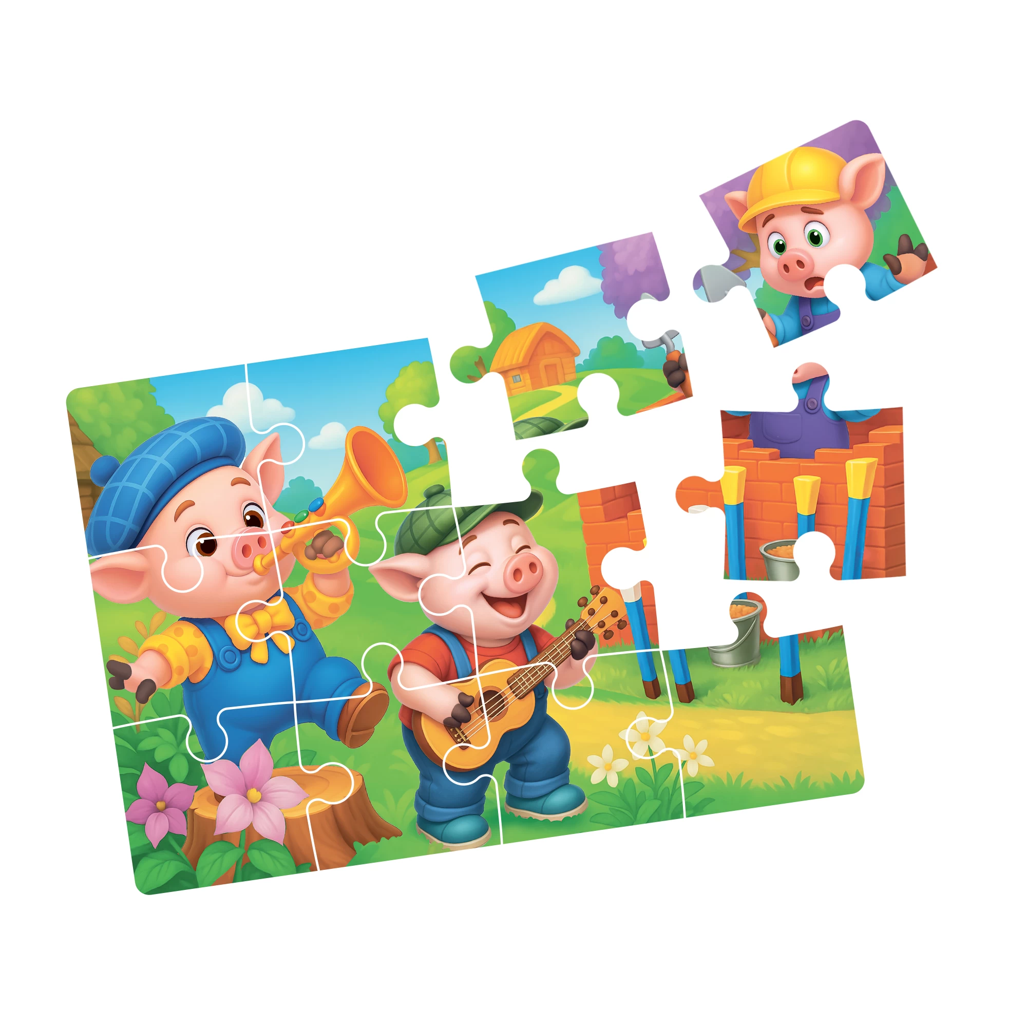 Puzzle 4 in 1 - Cei trei purcelusi