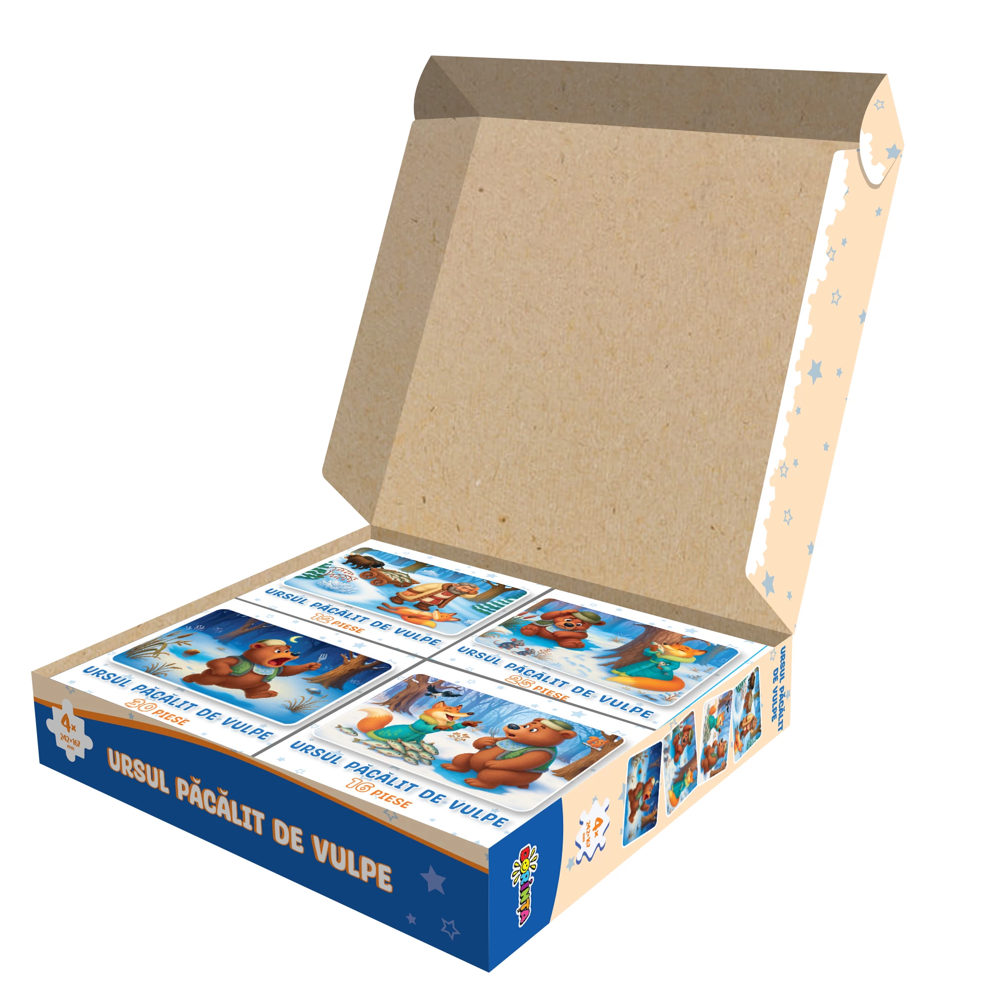 Puzzle 4 in 1 - Ursul pacalit de vulpe