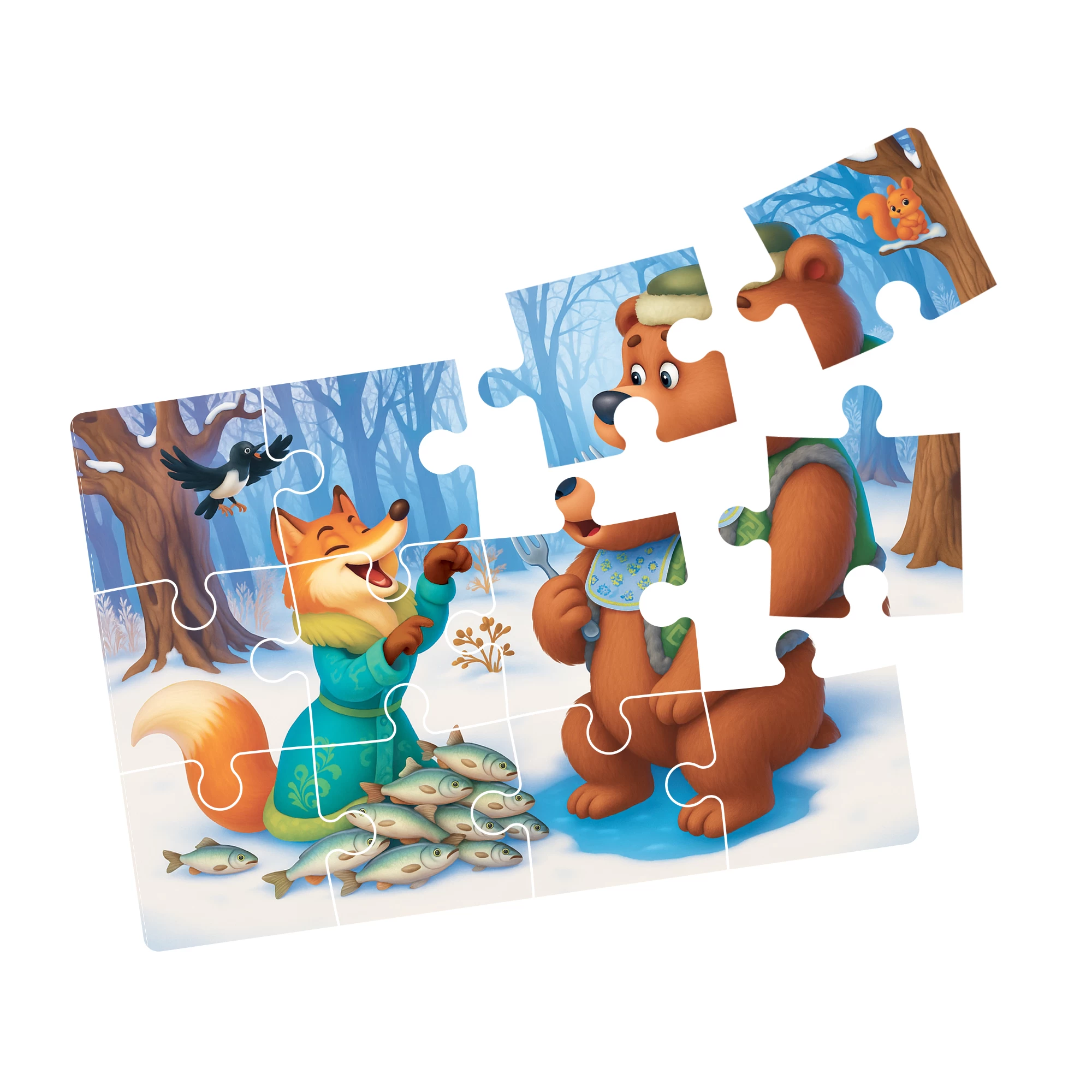 Puzzle 4 in 1 - Ursul pacalit de vulpe