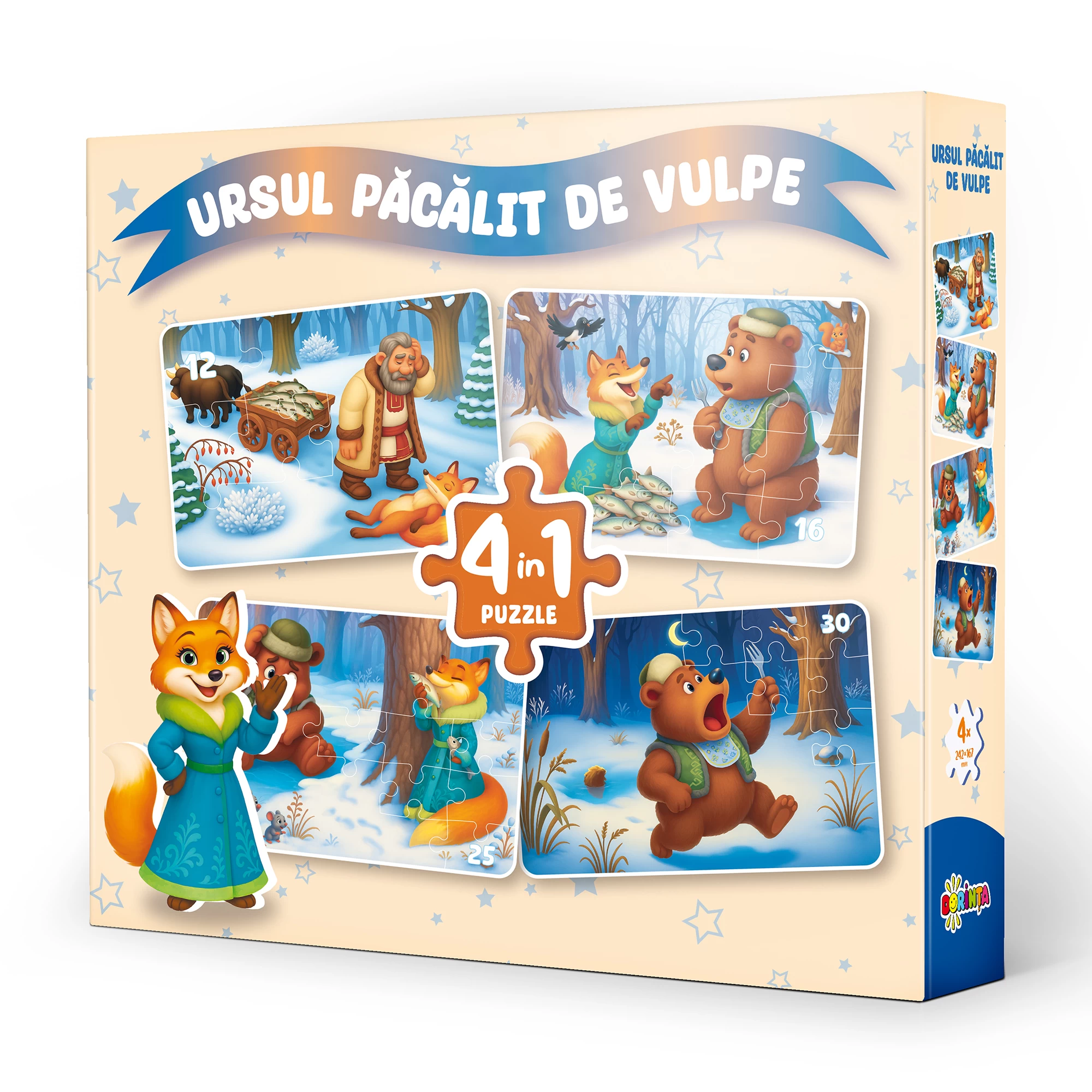 Puzzle 4 in 1 - Ursul pacalit de vulpe