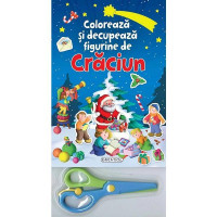 Coloreaza si decupeaza figurine de Craciun